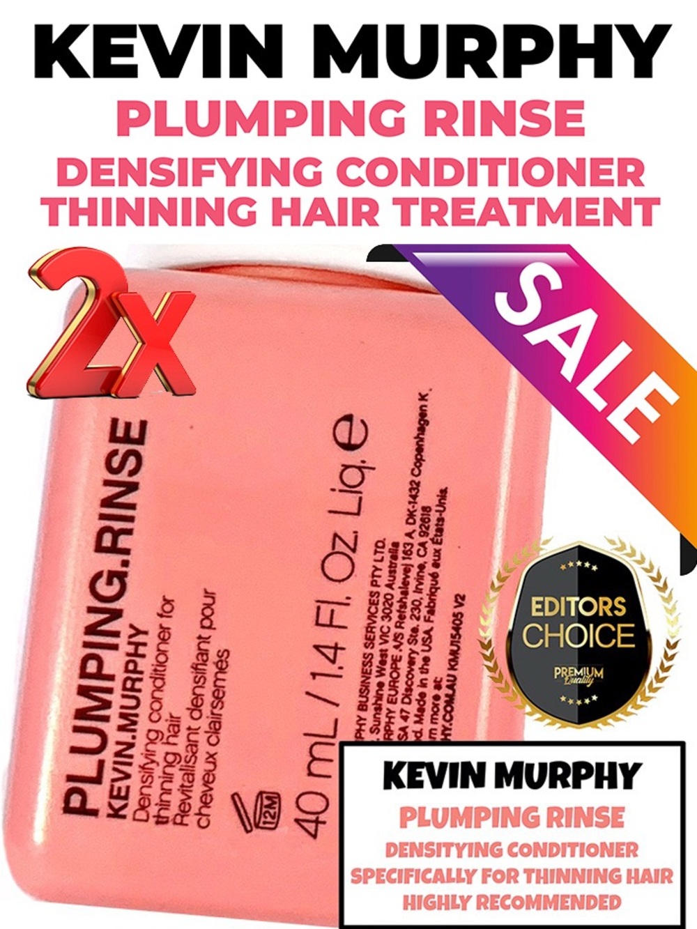 KEVIN MURPHY 2x Plumping Rinse Density Conditioner For Thinning Hair TRAVEL SIZE